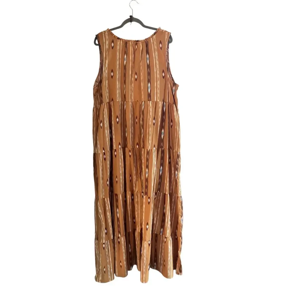 Sonoma Maxi Dress Plus Size 2X Aztec Southwestern Tiered Pockets Festival Boho - Picture 10 of 10